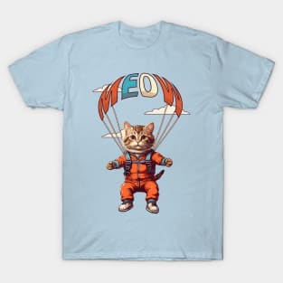 Funny Skydiving /Base Jumping Cat Gift for Cat Lovers T-Shirt